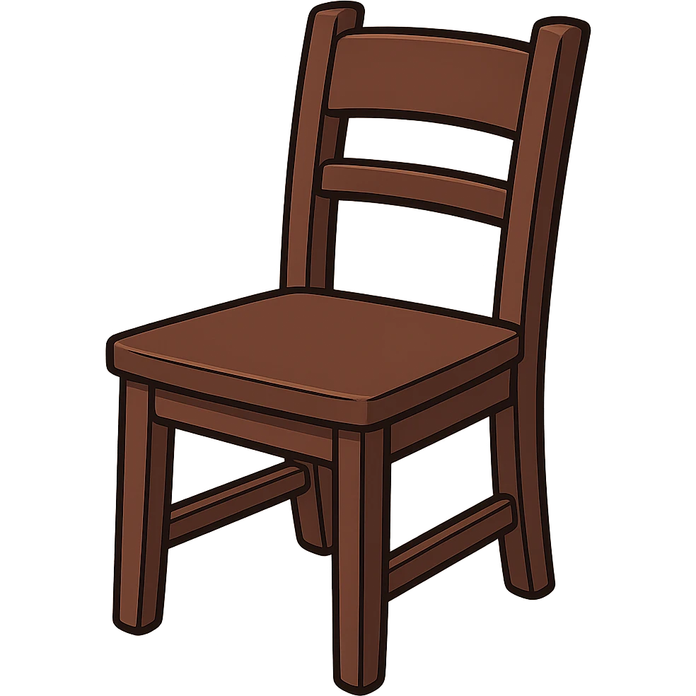 modern wood chair, deep chocolate brown, clean lines, flat toon style emoji