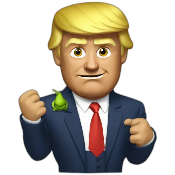 Trump qui sert la main de shreks emoji