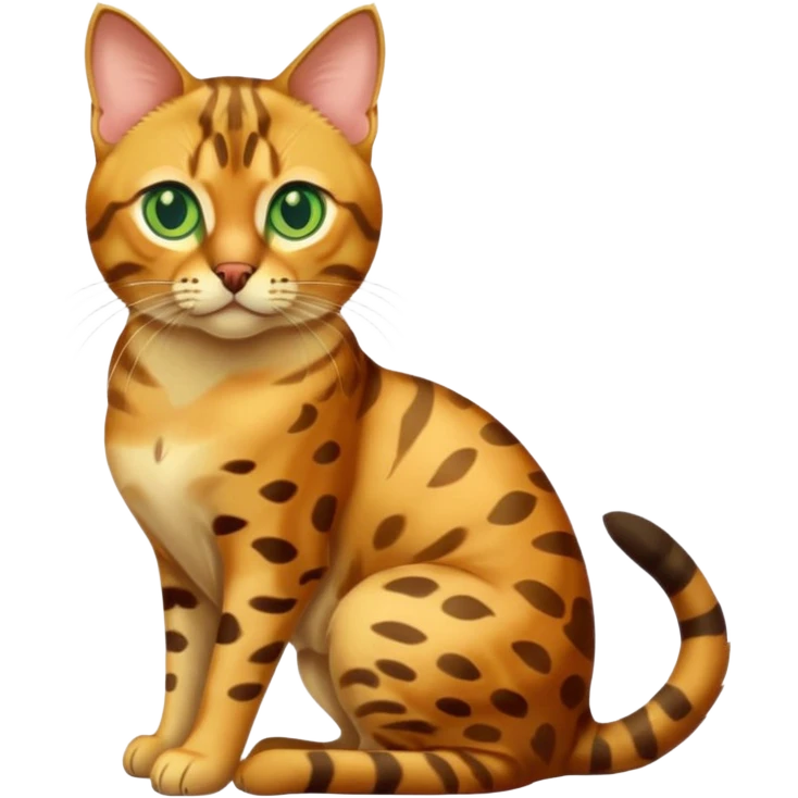 Bengal cat sitting with green eyes  emoji