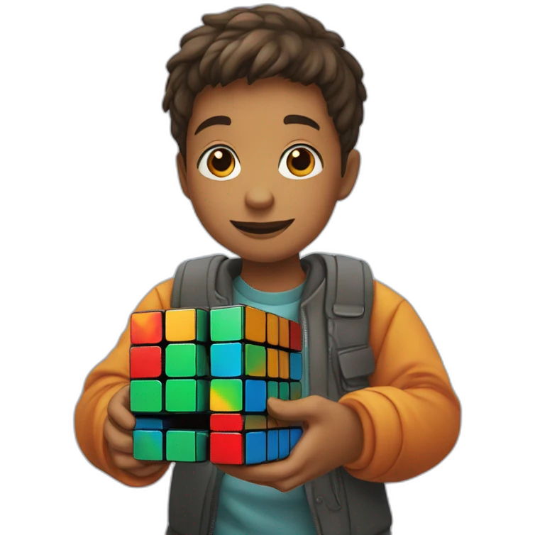 a boy with a Rubik's cube in his hands emoji