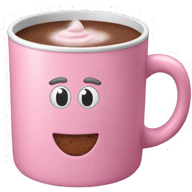Pink mug with hot chocolate  emoji