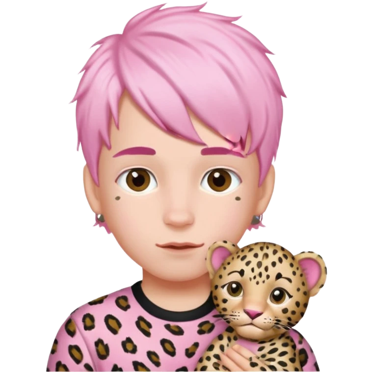 boy with baby pink leopard print hair ￼ emoji