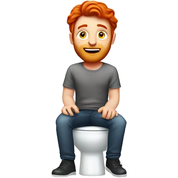 Red headed man sitting on the toilet make his hair straight emoji