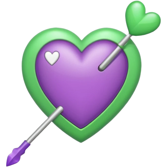 Haz un emoji de corazón blanco siendo atravesado por una flecha verde “💘” como este y que arriba tenga un pequeño corazón lila como este: 💕 emoji