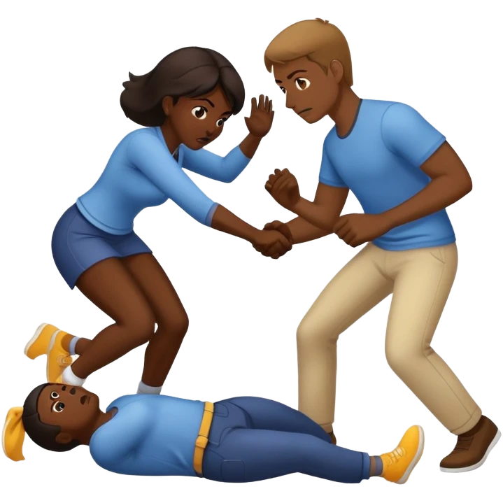 woman beating man to the floor  emoji