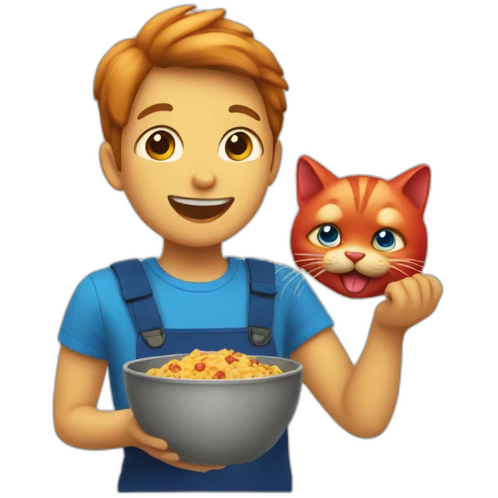 Blue wheal eating red cat emoji