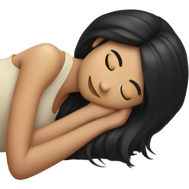 girl with black hair resting emoji