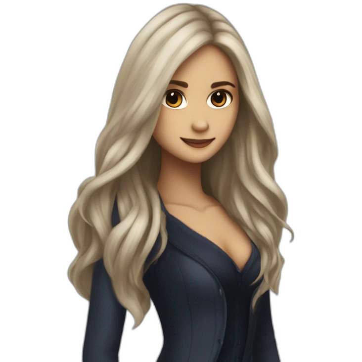 Elena Gilbert un vampire diares with long hair by Nina dobrev emoji