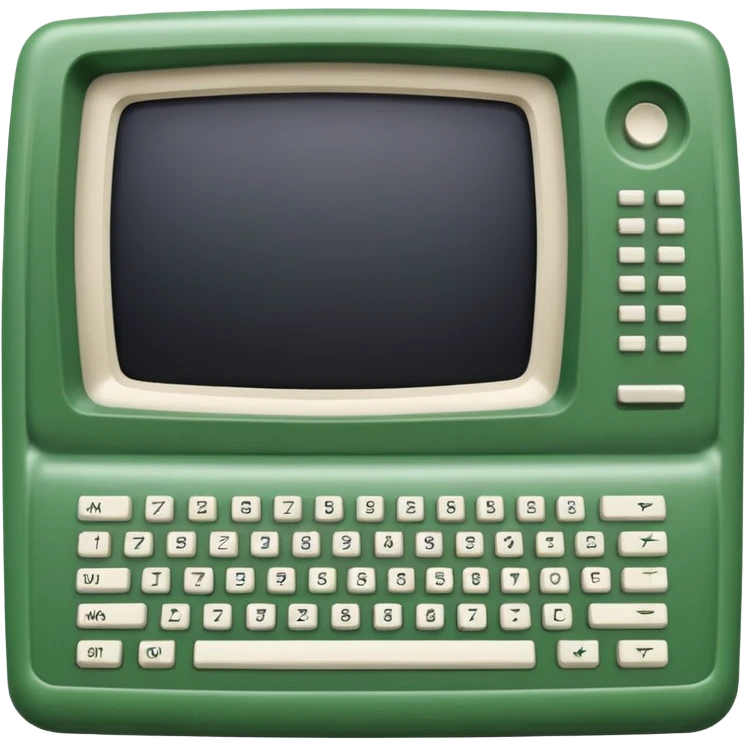 mac os icon code computer retro terminal, black, green white, numbers and code lines on the screen emoji