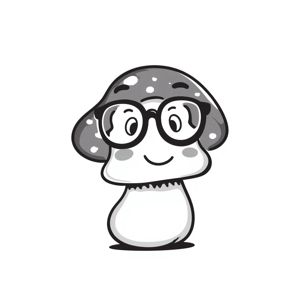 mushroom with glasses and a smile emoji