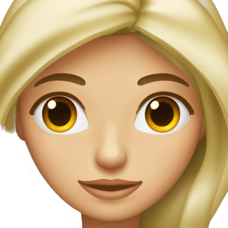 mujer rubia de ojos verdes y pelo rizado con un gato naranja emoji