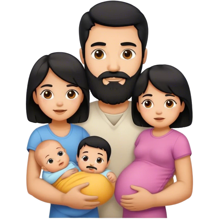 Famille  4 personne au cheveux noir 1 fils aîné 1 fille bébé  1 père avec barbe 1 mère emoji