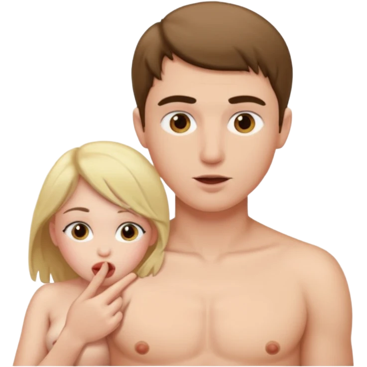 Male sucking female boobs with naked emoji