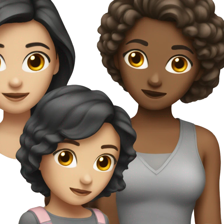 three girls 2 brunettes and one blo emoji