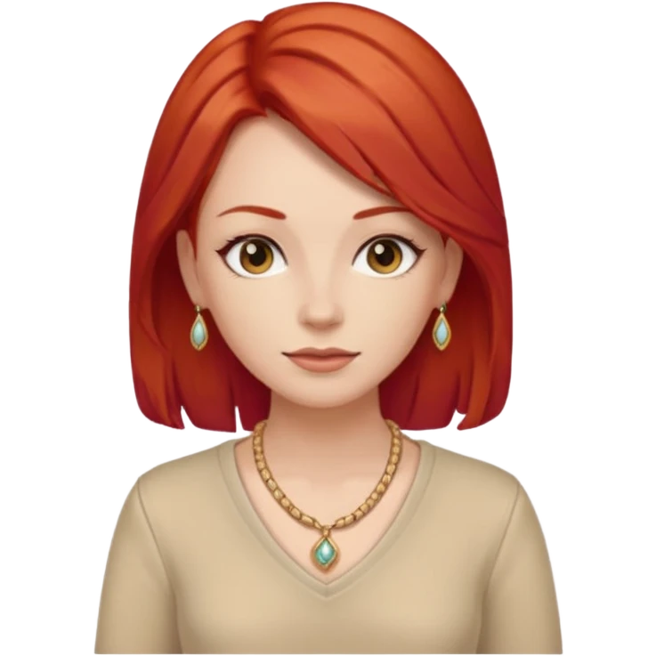 lady-in-beige-clothes-,-red-hair,-wearing-necklace emoji