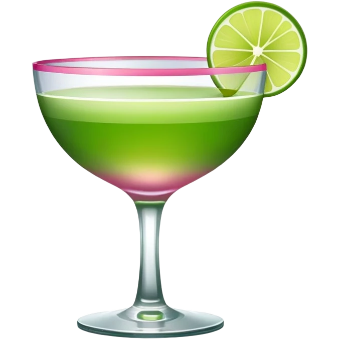 Green and pink martini emoji