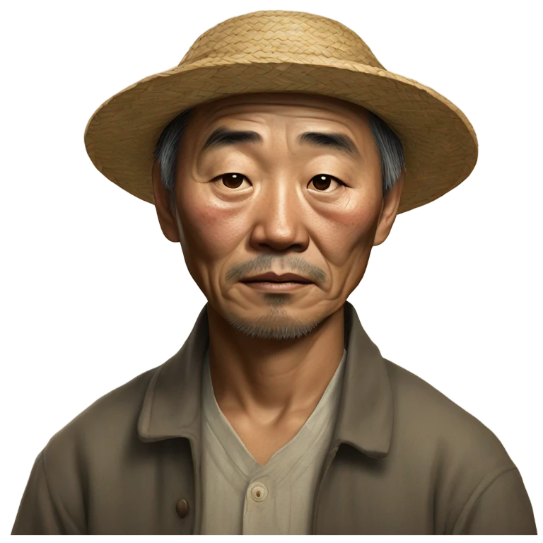 photorealistic sad Chinese peasant 1960s emoji