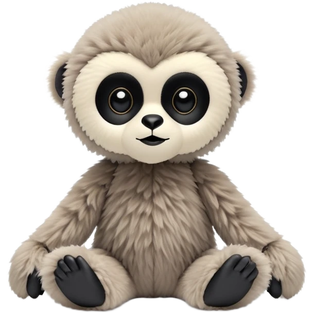 baby black lar gibbon jellycat stuffed animal plush, soft and cute, kawaii, tiny beady black eyes emoji