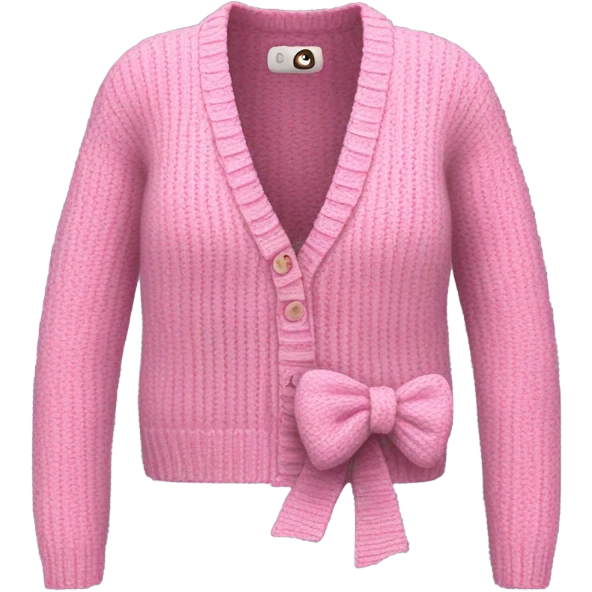 Pearl BOW-DETAIL RIB-KNIT pink CARDIGAN emoji