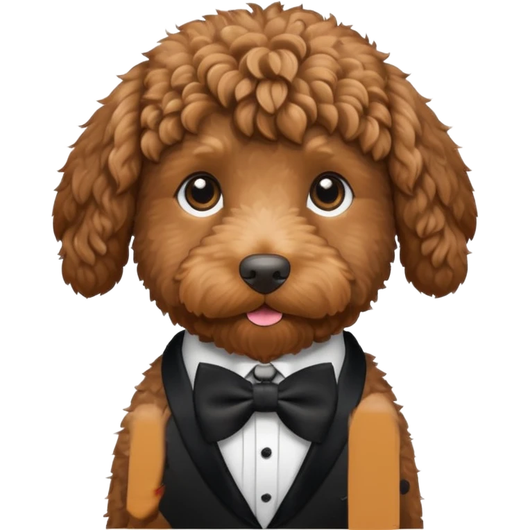 Brown labradoodle with bow tie emoji