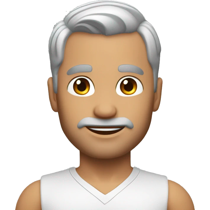 memoji of andrew huberman muscular silver hair, v neck emoji