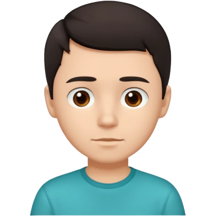 boy short dark hair and brown eyes and turquoise shirt emoji