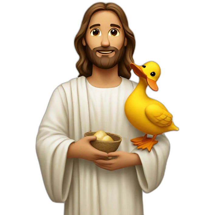 jesus holding a duck emoji