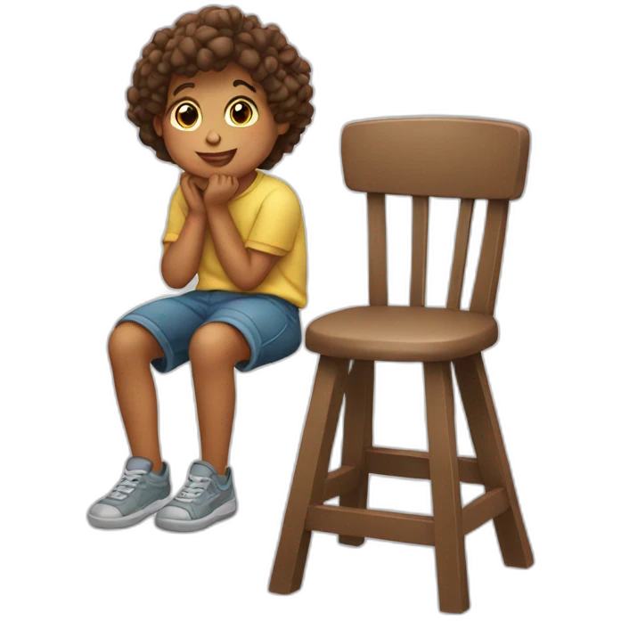 Child sitting on stool emoji
