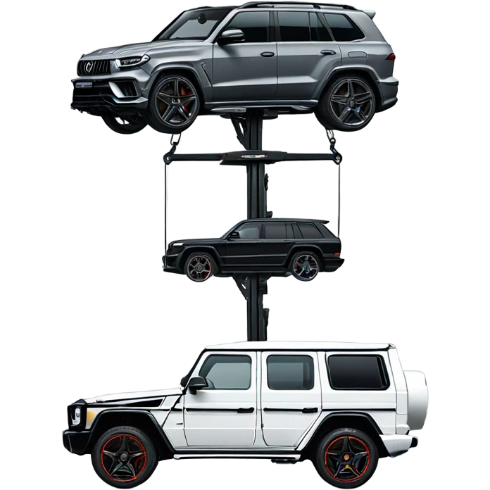 car lift Lamborghini and g waggon emoji
