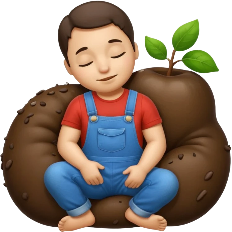 mole wearing overalls, sleeping, apple emoji style emoji