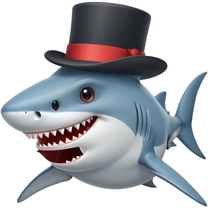 Shark with a top hat emoji