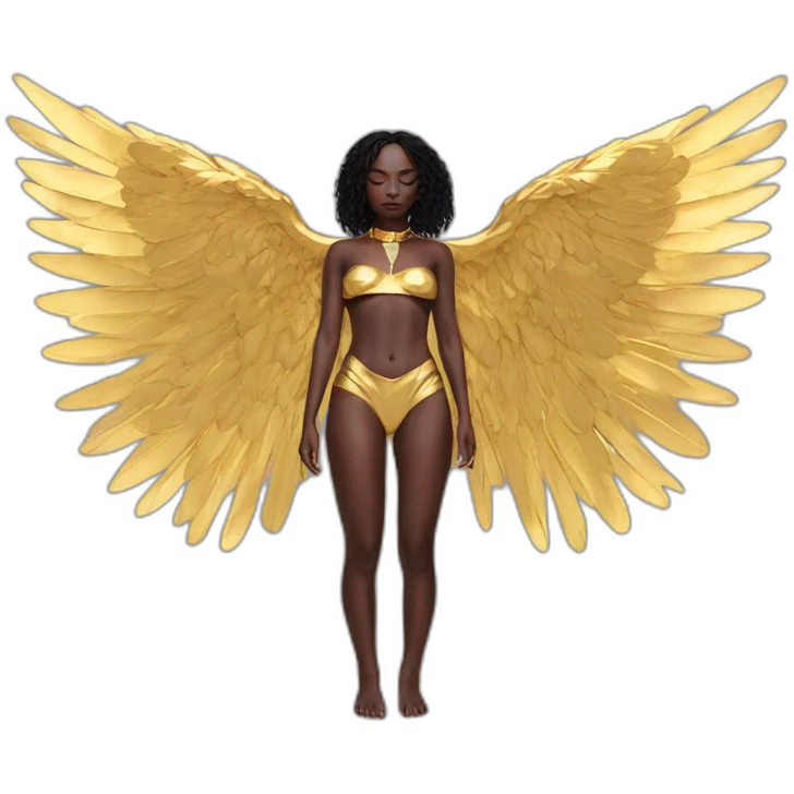 Megan Samperi, Bare belly, Wings, Choker, Bathed in shadows, FOV 90 degrees, short lighting, L USM, Cold Colors, gilded technique, extremely hyper aesthetic, absurdres emoji