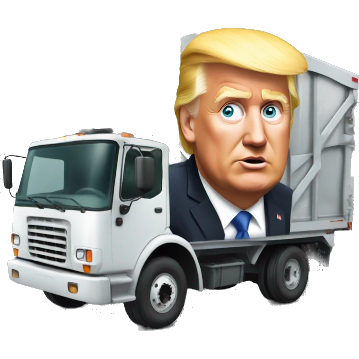 Donald trump driving a garbage truck emoji