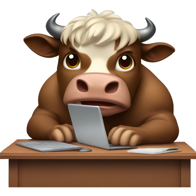 bull using computer emoji