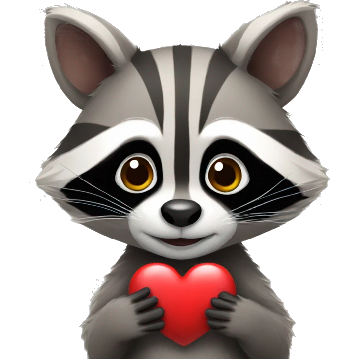 Raccoon holding a heart emoji