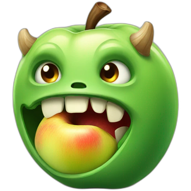 Monster eating apple emoji