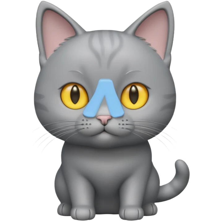 A 3D cartoon Chartreux cat in silvery-gray color, thick coat, friendly eyes, balanced lighting, Memoji-style realism. full body or half body. emoji