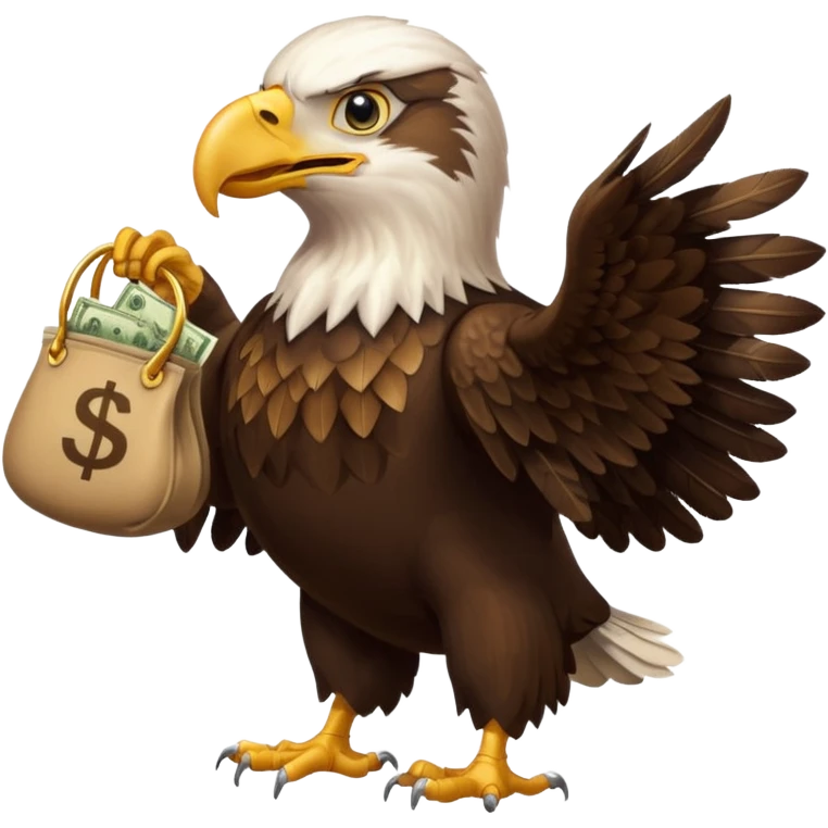 Eagle flying with money bag in mouth emoji