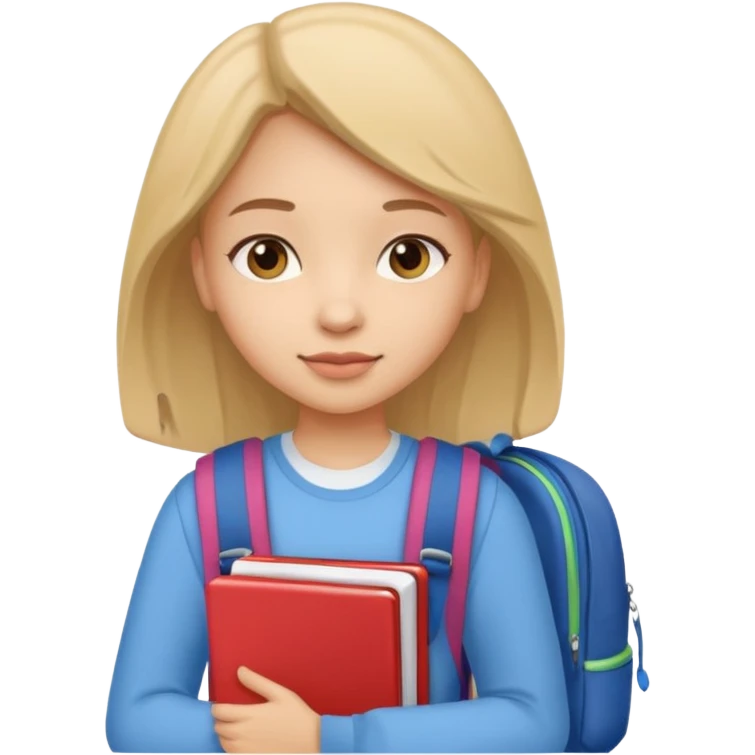 student girl with backpack and copybook emoji
