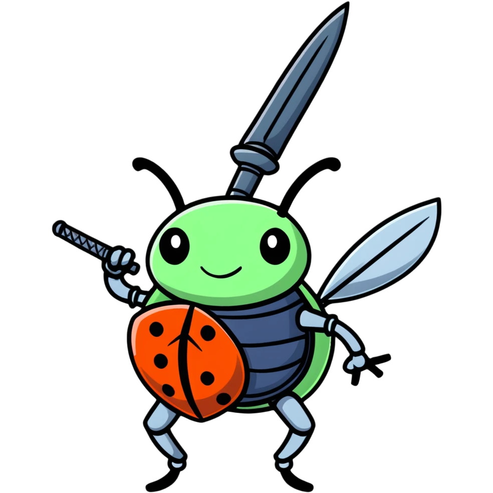 hype train bug character with sword emoji