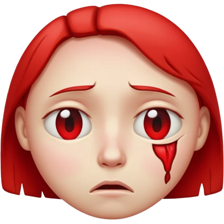 a very sad face that's red, can you make it less human emoji