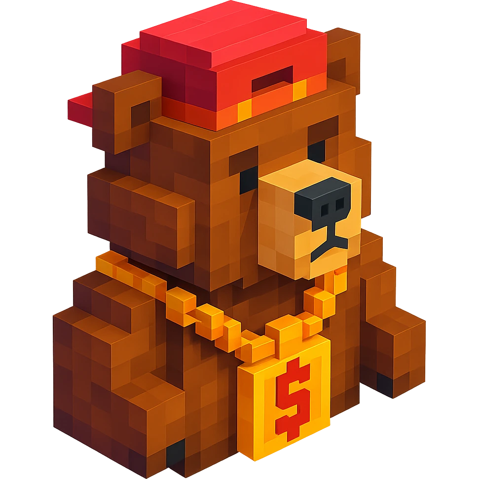 Russian grizzly bear with a custom rapper chain, detailed accessories emoji