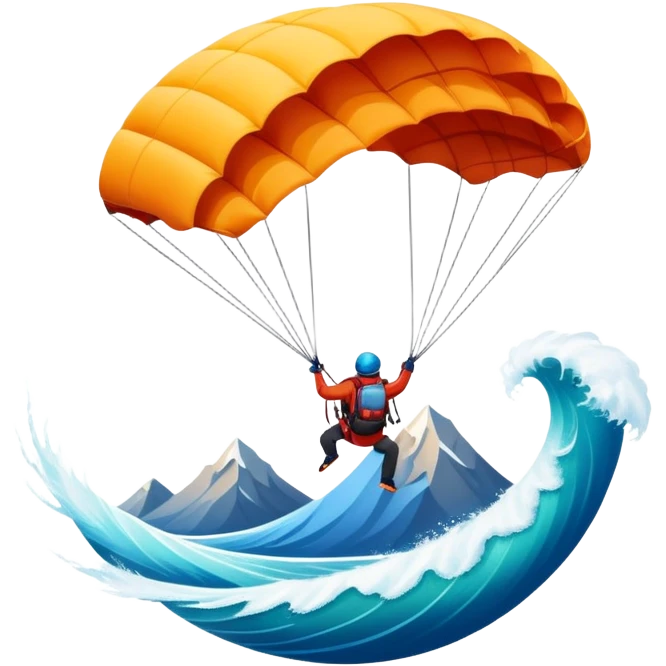 A bold emblem featuring a combination of symbols representing various extreme sports, like a mountain peak, a parachute, and a wave. The design is dynamic and sharp, capturing the thrill and adventure of extreme sports, with a strong, energetic vibe. emoji