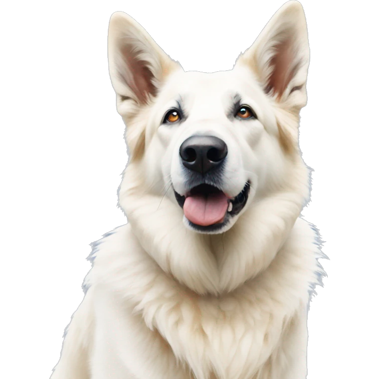 white shepherd standing watercolour picture emoji