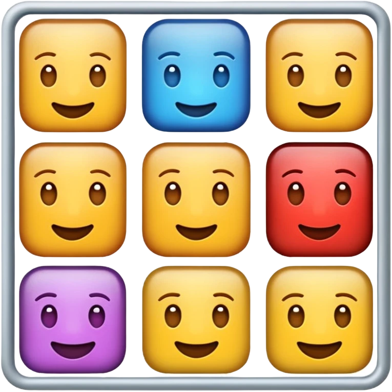 uzun bir emoji olsun böyle 8 tane emoji yan yana olsun kare kare yan yana olsu hepsi emoji