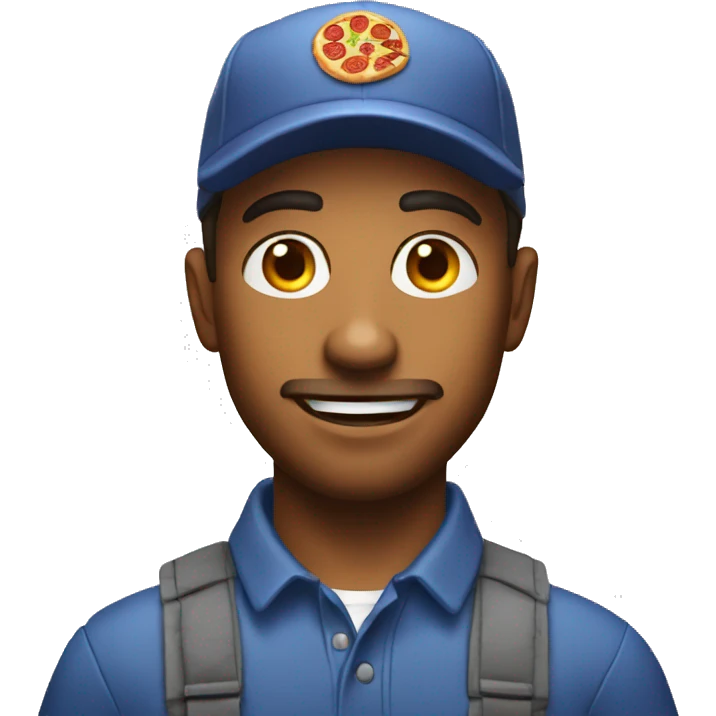 A maniac pizza delivery man emoji