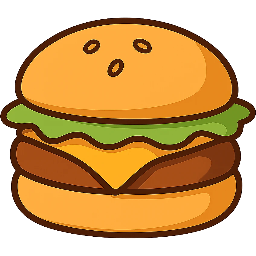 flat toon style cheeseburger emoji