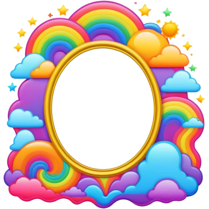 Psychedelic colored photo frame emoji