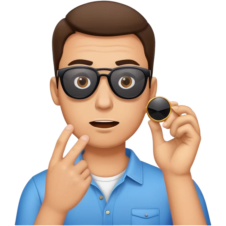 Stunned guy holding sunglasses  emoji