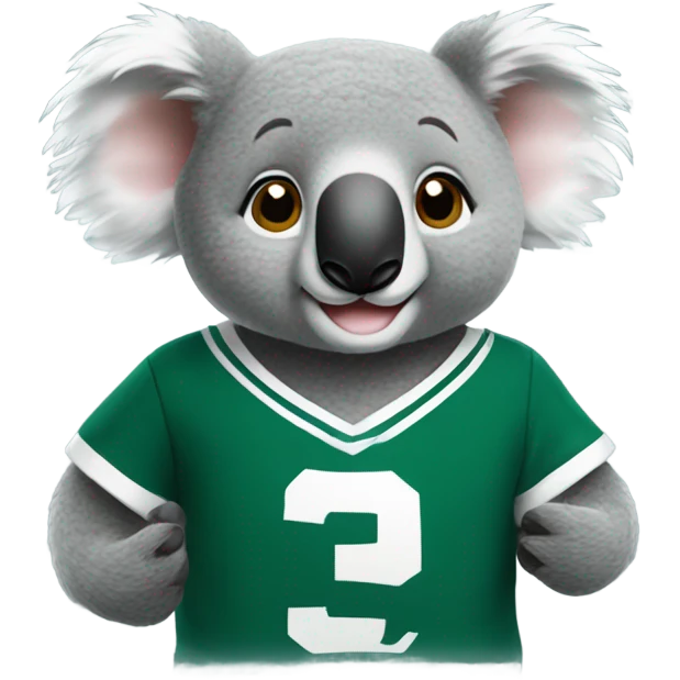 A cute koala wearing a green and white Michigan State University shirt emoji
